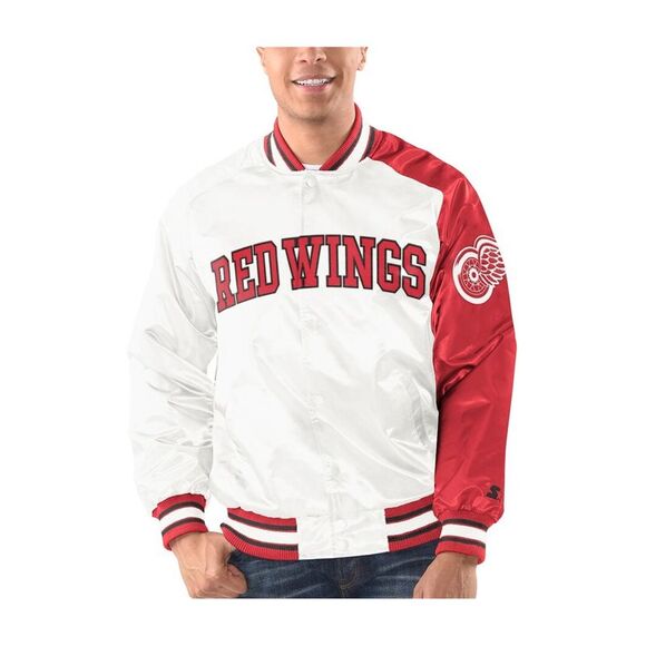 STARTER Mens Detroit Red Wings Varsity Jacket White L DM